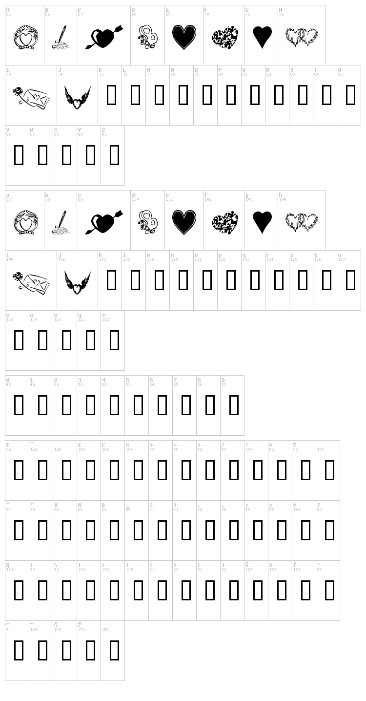 KR Heartily font map